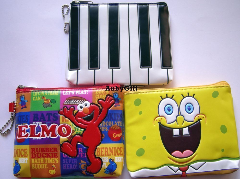 Piano SpongeBob Elmo Coin / Change / Card / Cosmetic Case Purse Bag