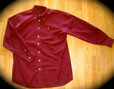 BUTTON DOWN DRESS SHIRT SIZE LL BURGUNDY LONG SLEEVES EX. CONDIT