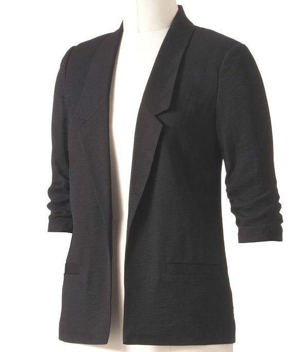 NWT~LAUREN CONRAD Open Front Lined Jacket Boyfriend Blazer~Black~S ee