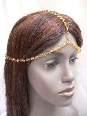 GOLD HEAD METAL CHAIN FASHION JEWELRY GRECIAN CIRCLET MULTI GOLD BEADS