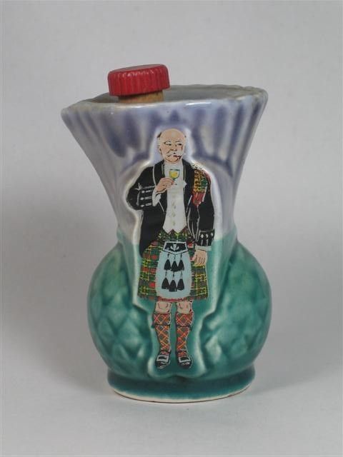 Rare 3 Porcelain Scotch Whiskey Decanter,Man Figurine,Kilt,Scotland,J