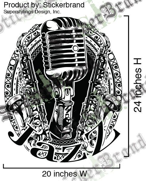 Vinyl Wall Decal Sticker Jazz Decor Microphone Sax