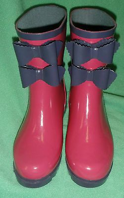 JUICY COUTURE PINK RUBBER RAIN BOOTS BOWS SIZE 6 NWTS  MSRP $80