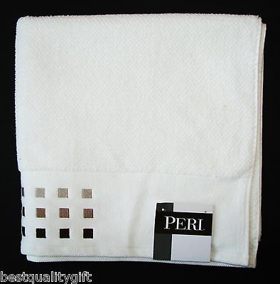 NEW 100% COTTON PERI WHITE BATH TOWEL w/BROWN GRADIENT 27 x 55 (68.5