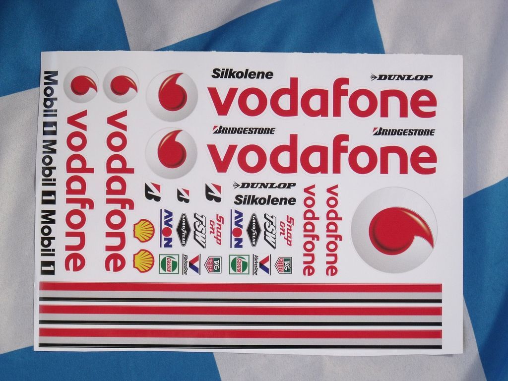 RC DECALS 1/10 VODAFONE TOURING CAR TAMIYA F1 SHORT COURSE SLASH HPI