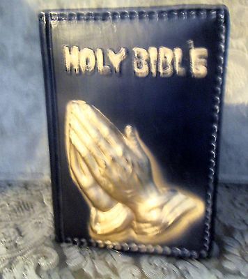 Praying Hands Bank Hard Plastic Vintage Black & Gold ~