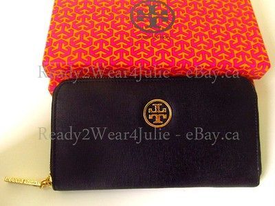 Burch $225 Robinson Leather Continental Zip Clutch Bag Wallet Black