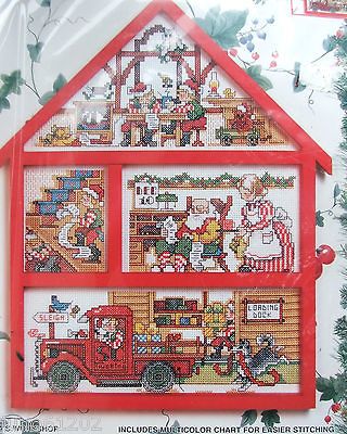 Bucilla SANTAS WORKSHOP Counted Cross Stitch Hutch Kit Santa Elves