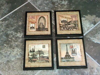 4pc Kitchen Wall Decor Plaques Vintage Paris Scenes antique travel