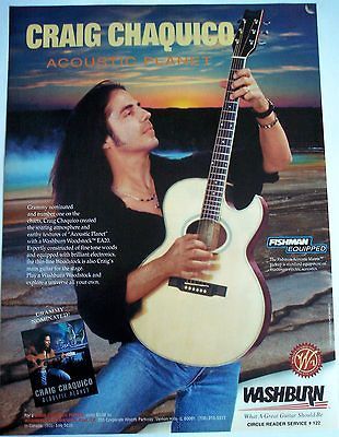 1996 original music AD msuician Craig Chaquico Washburn Woodstock EA20