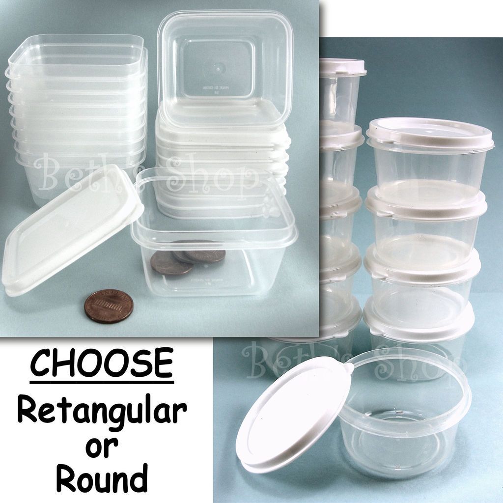 Mini Plastic Storage Container,Lid,Craft,Small Bin,Round,Rectangular