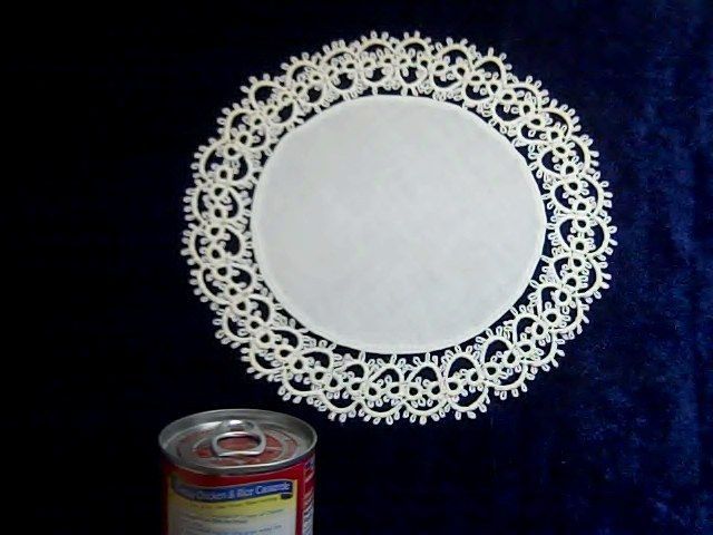 mo Doily *TATTED* White 9 Diameter Vintage Hand Crafted 1970s EVC