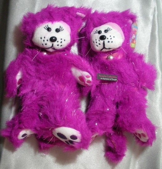 SKANSEN BEANIE KID SPARKLEIGH THE CAT BEAR COMMON & RARE PURPLE FEET