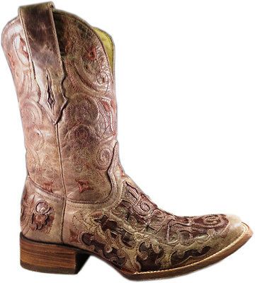 Mens Corral Brown/Chocolat e Caiman Belly Laser Inlay Cowboy Boots