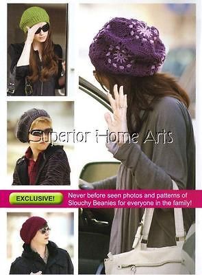 Crochet SLOUCHY BEANIE CAP BERET Hats TAM Patterns NEW Celebrity