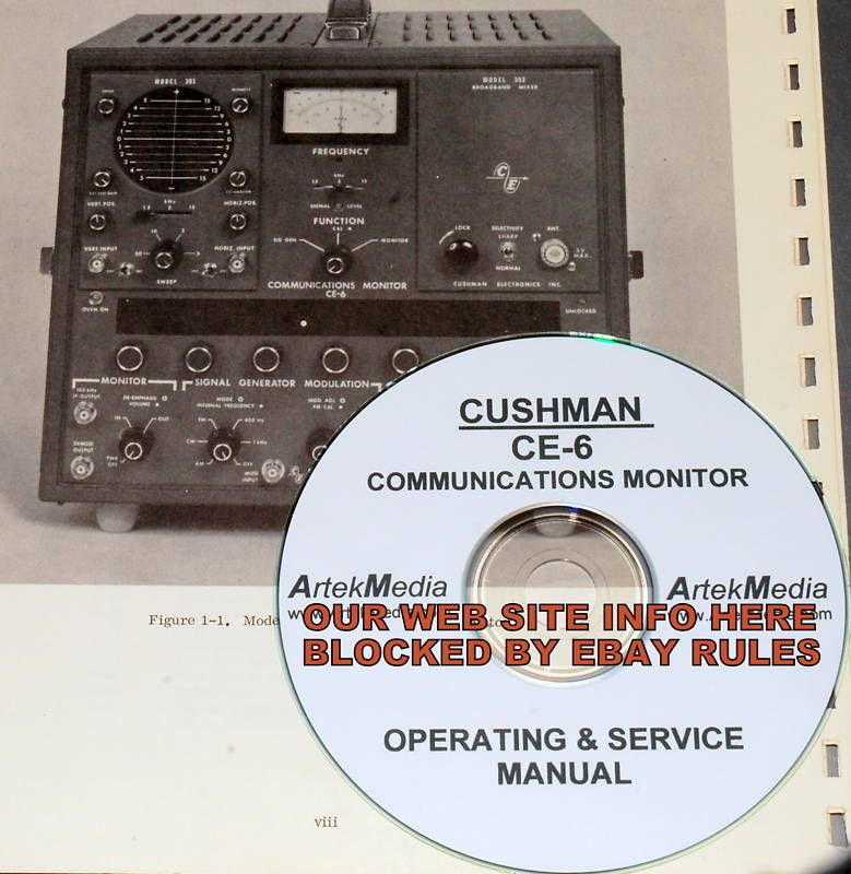 CUSHMAN CE 6 COMM. MONITOR OPERATING & SERVICE MANUAL