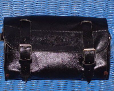 Davidson Motorcycle Black Handlebar Fork Tool Bag Buckles Strap Small