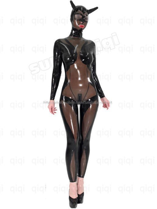 Latex/rubber Devil Catsuit .45mm Suit Unique Black Hood