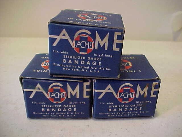 1960S ACME 1 WIDE X 10 YDS. LONG GAUZE BANDAGES SEALED