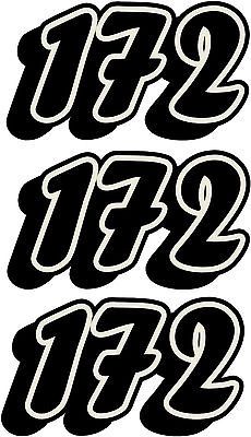 10cm 100mm 4 Custom Race Numbers 3 Piece Sticker Set Kart MX Enduro