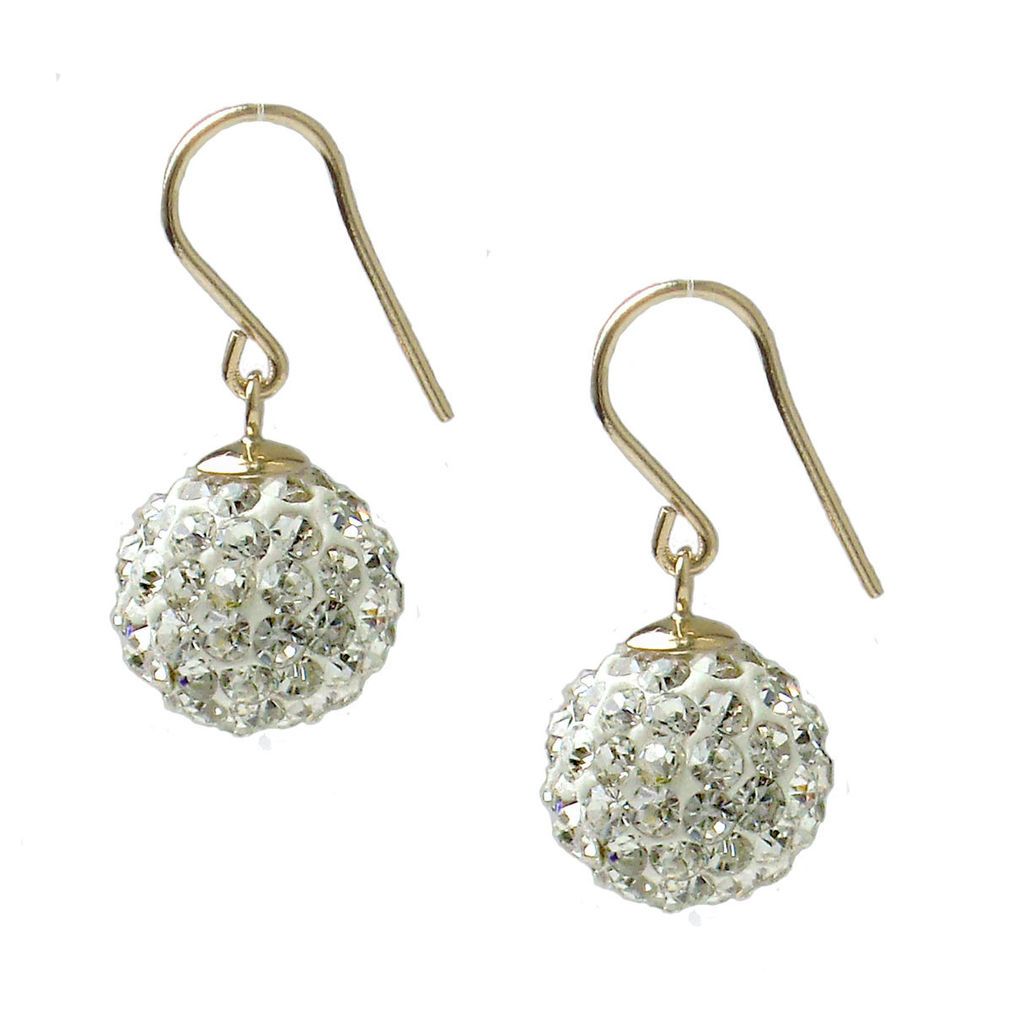 Disco Glitter Crystal Ball 9ct Gold Drop Shamballa Earrings · Select