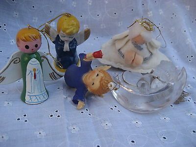 ANGELS   HONG KONG   RUSS   PORCELAIN   VINTAGE CHRISTMAS ORNAMENTS