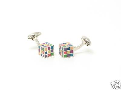 Contemporary Enamel RUBIK CUBE cufflinks By designer Ian Flaherty.