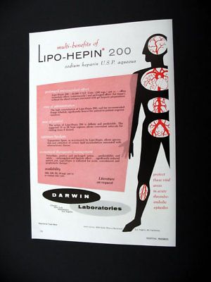 Darwin Labs Lipo Hepin 200 Sodium Heparin 1958 print Ad