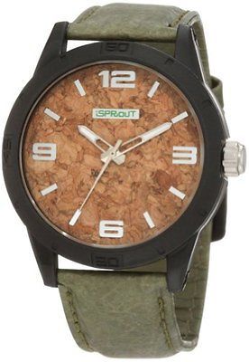 Sprout Mens ST/3401BKBKOL Cork Dial Olive Green Tyvek