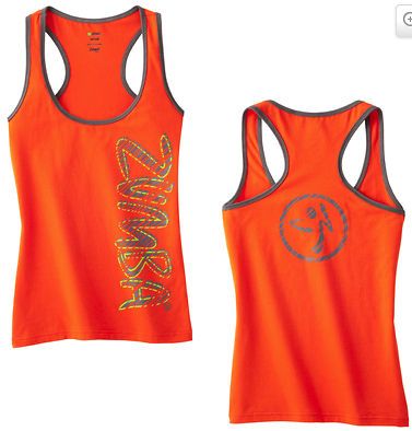 ZUMBA Tank Top FAST DASH Racerback SUNSET ORANGE BLACK GREEN INDIGO