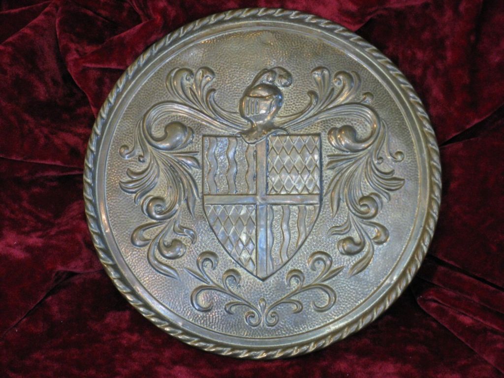 Embossed BRASS COATE OF ARMS WALL HANGING Stove Pipe Cover Made