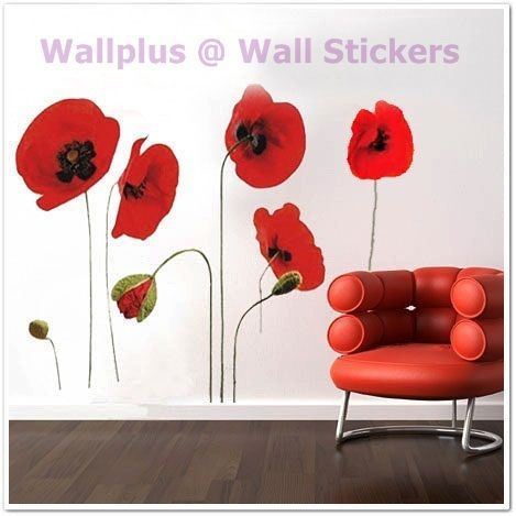 Flowers Poppy Sticker Decal Wall Stickers art Mural Children Wallpaper