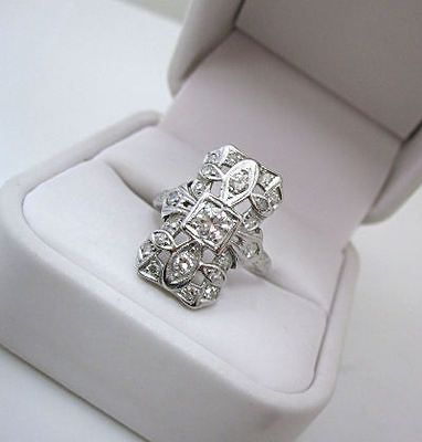 ORIGINAL 1920S ART DECO 21 DIAMOND PLATINUM COCKTAIL DINNER RING