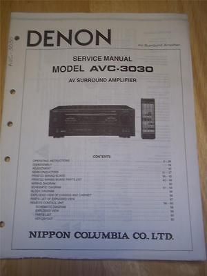 Denon Service Manual for AVC 3030 AV Amplifier~Oper ation~Original