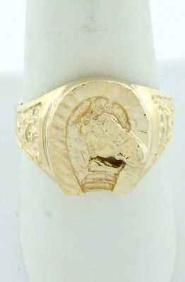 Newly listed MENS 10K YELLOW GOLD DIAMOND CUT HORSESHOE NUGGET RING