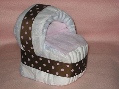 PINK DIAPER BASSINET BABY SHOWER CENTERPIECE.UNIQUE