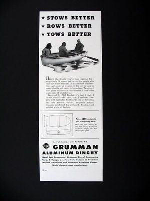 Grumman Aluminum Dinghy boat rowboat 1947 print Ad