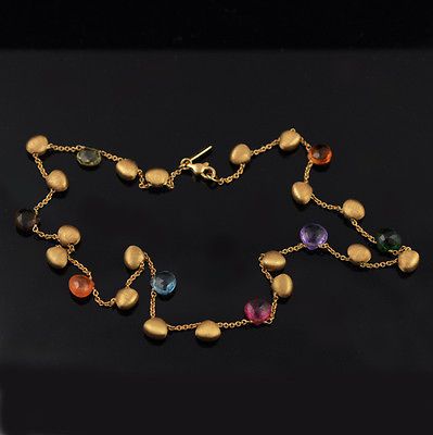 Marco Bicego Aruba Single Strand 18k Multi Gem Necklace