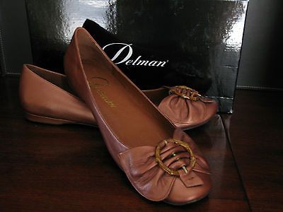 Delman Engage PTC Copper Patina Calfskin Ballerina   NIB