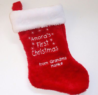 Babys First CHRISTMAS SOCK   with Grandmas name   with BABYS Name