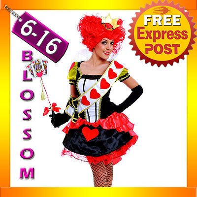 F90 Queen of Hearts Alice In Wonderland Ladies Fancy Dress Costume