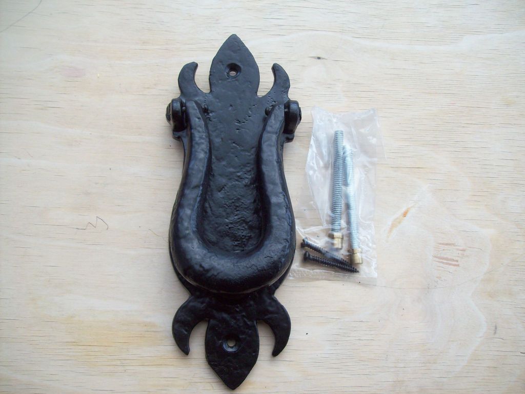 DUTY BLACK ANTIQUE WROUGHT IRON OLD ENGLISH VICTORIAN DOOR KNOCKER