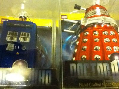 Dr who Tardis and dalek glass christmas tree ornaments