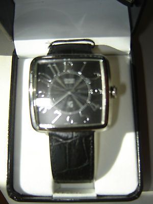 LADIES GIORGIO MILANO WATCH W/O STONES BLK FACE (BLACK LEATHER BAND)