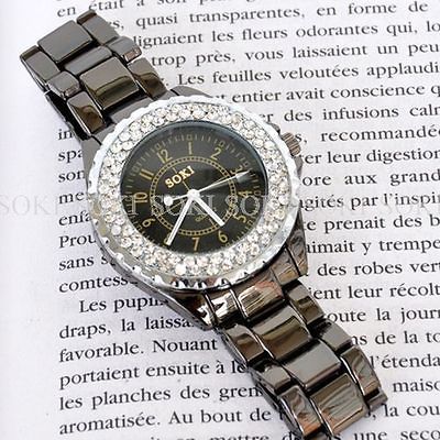 dress SOKI Black Quartz Womens Analog Wrist Band GIFT Watch W096