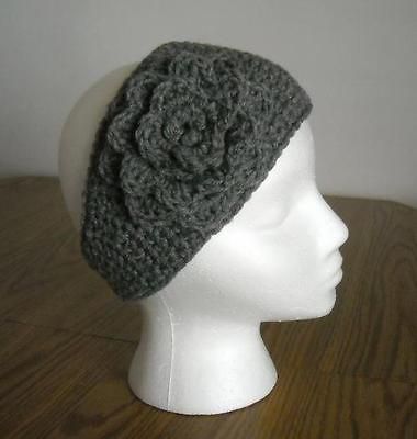 Heather Gray Adult Crochet Flower Headband