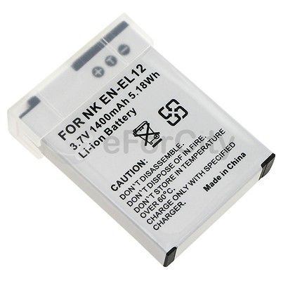 Battery for Nikon EN EL12 Coolpix S610 S620 S70 S710 S8000 S8100 S9100