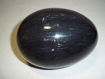 DECORATIVE GRANITE STONE BLACK EGG SOLID HEAVY js