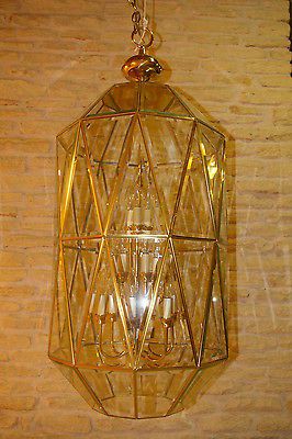 Large Transitional Brass Pendant Light