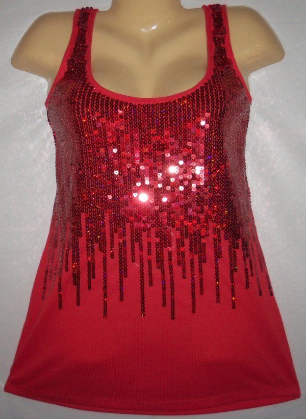 1X~2X~TOP~Casc​ading~SEQUIN~S​exy~Retro~Cami​~Busty~Tank~Pu​nk